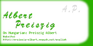 albert preiszig business card